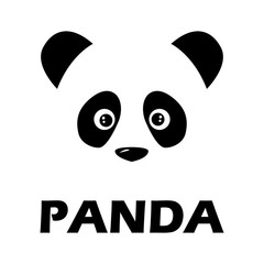 Panda sign. Illustration of black panda icon with test. Web logotype panda isolated on white background