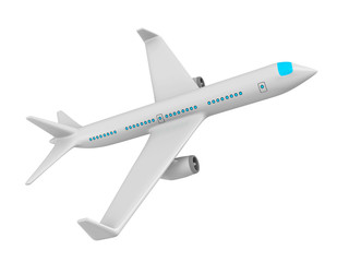 Flying Passenger Aircraft Airplane On White Background