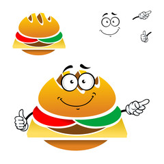 Cartoon tasty fast food cheeseburger