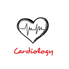 Heart sketch icon with ECG graph