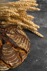 Hand made bread loaf with wheat ears