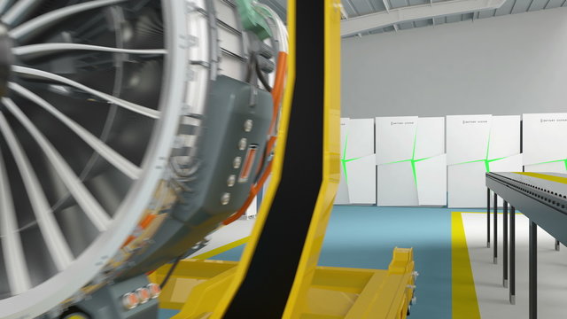 Metal 3D printers and Jet fan engine for smart factory concept.