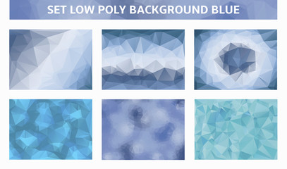 set low poly abstract blue background