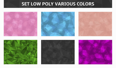 set low poly background assorted colors