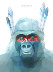 Monkey polygonal illustration. Vector eps 10