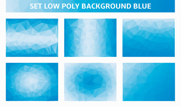 Set Blue Background Low Poly