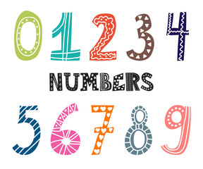 Numbers set. Collection of cute colorful numbers
