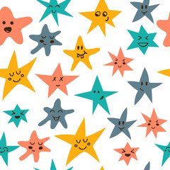 Seamless pattern with cute little stars