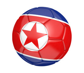 Fototapeta premium Football, also known as a soccer ball, with the national flag colors of North Korea