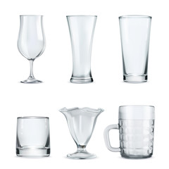 Set of transparent glasses goblets, vector icon