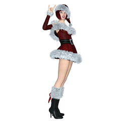 サンタクロースコスチュームの若い女性