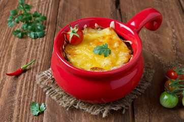 Casserole with pasta and minced meat