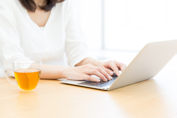 a woman using laptop