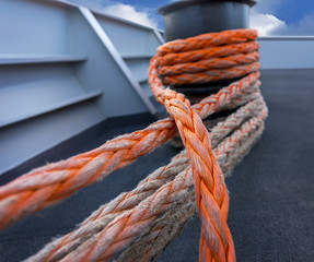 orange rope on ship