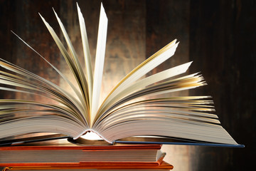 Composition with hardcover books