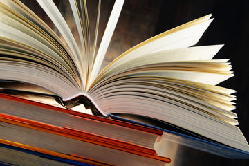Composition with hardcover books