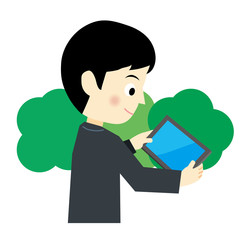 タブレット端末を操作するビジネスマン