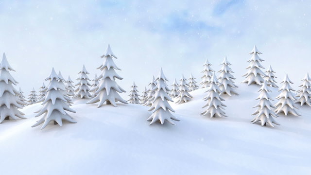 Winter snow-covered forest landscape