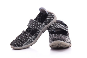 Close up of elastic shoes on white background