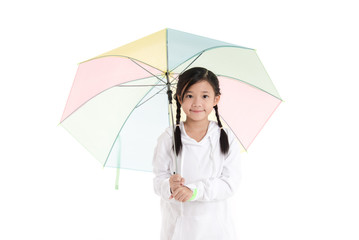 Beautiful asian girl holding colorful umbrella