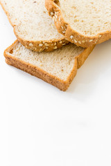 Sliced Wheat Bread on white background