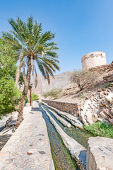 Fototapeta na wymiar Falaj Al-Khatmeen in Nizwa, Oman. It has led to its designation as a UNESCO World Heritage Site in 2006.