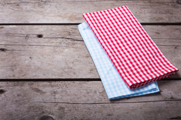 Colorful red and  blue checkered  kitchen towels