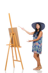 Woman artist isolated on the white