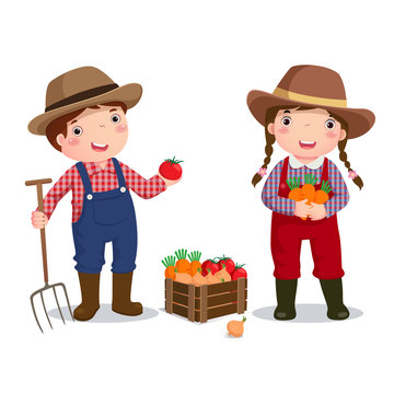Illustration of profession’s costume of farmer for kids