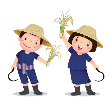 Illustration Of Profession’s Costume Of Thai Farmer For Kids