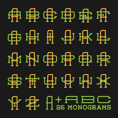 College sport team logo set. Two letters monogram template