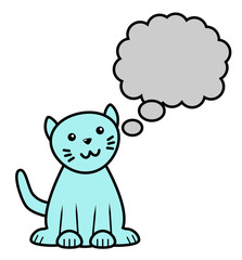 Cat with thinking bubble vector icon image