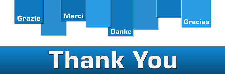 Thank You Different Languages Blue Stripes On Top 