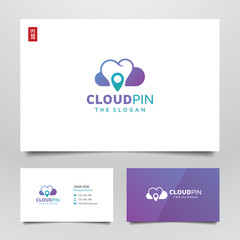 Abstract Dental Cloud with Pin Logo with Abstract Background and Business Card
