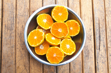 Fresh oranges sliced