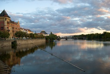 Fototapeta premium Vltava riverfront in Prague center