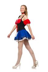 Woman in Oktoberfest concept on white