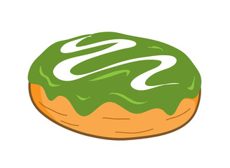 Green Tea Doughnut, a hand drawn vector illustration of a green tea doughnut.