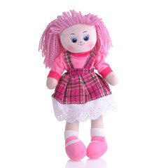rag doll with pink hair