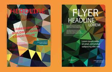 Triangle design vector template layout for magazine brochure fly