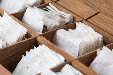 tea in wood box