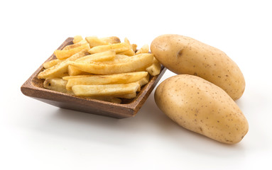 french fries on wood plate
