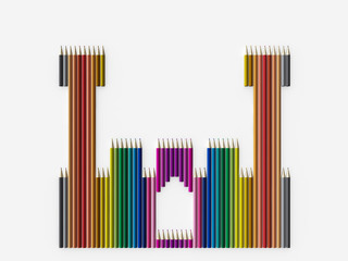 Obraz premium Colored pencils arranged in a castle