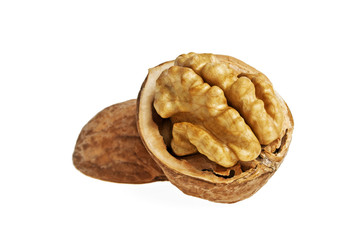 Dried walnuts isolated on white background