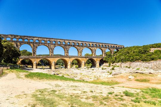 Pont du Gard, France. Antique aqueduct, included in the UNESCO list