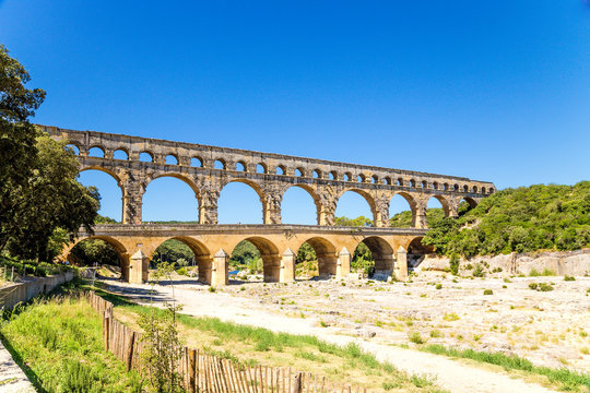 Pont du Gard, France. The Roman Aqueduct is included in the UNESCO World Heritage List