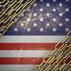 Fototapeta premium golden background painted to US flag