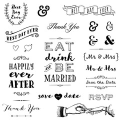hand drawn wedding typography 