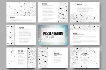 Set of 9 templates for presentation slides. Molecular structure