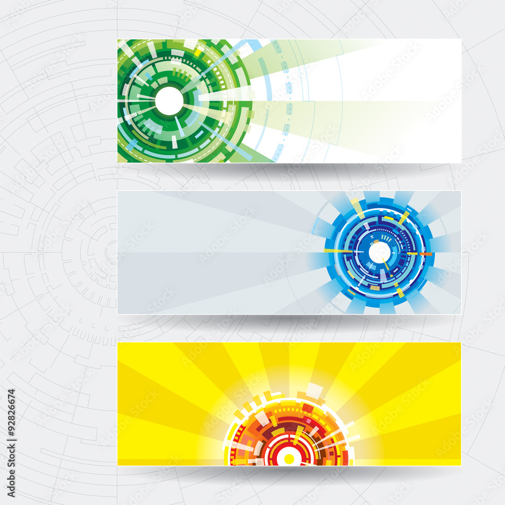 Aufkleber abstract technology web banner with tech background.